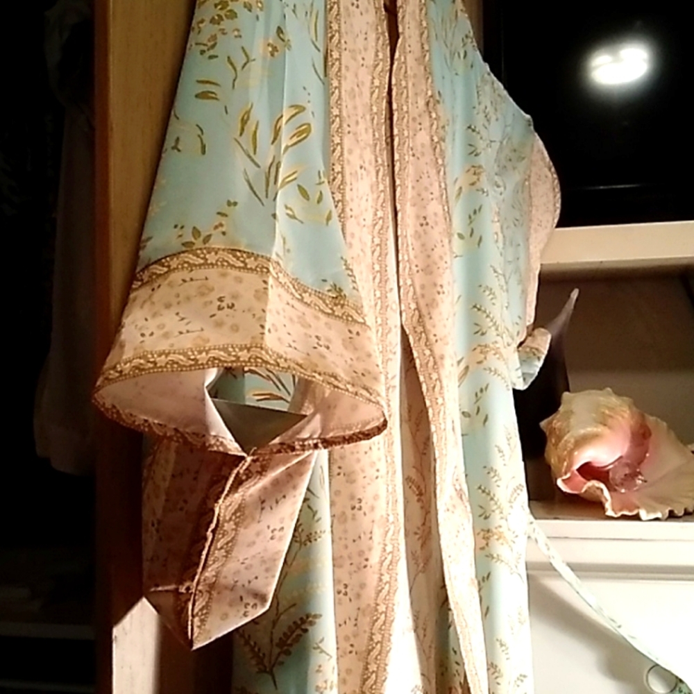 Cotton Maxi Kimono Robe Sz M - Picture 4 of 5